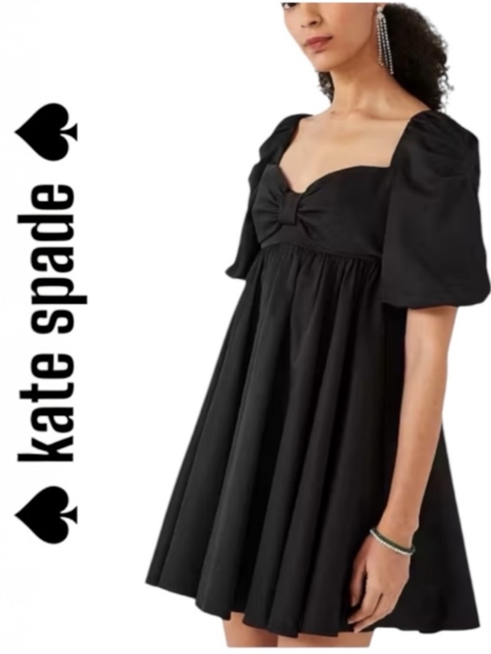 KATE SPADE NEW YORK ‘BEAU’ MINI DRESS IN BLACK GROSGRAIN Size 2